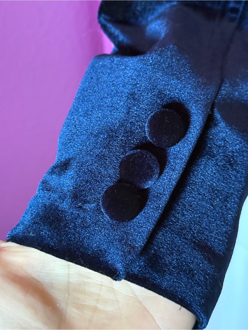 Tahari Navy Velvet Single-Button Blazer - Picture 5 of 6